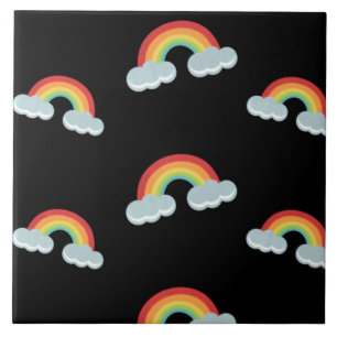 Cute Rainbow with Clouds Pattern Fliese