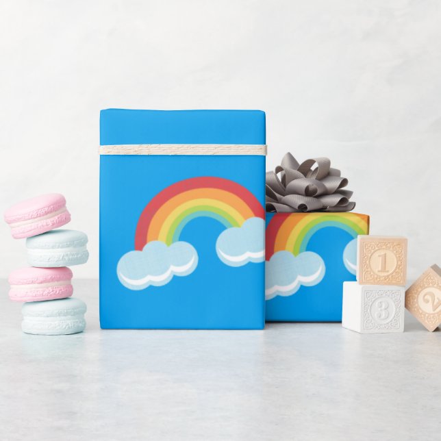 Cute Rainbow with Clouds Pattern Geschenkpapier (Babyparty)