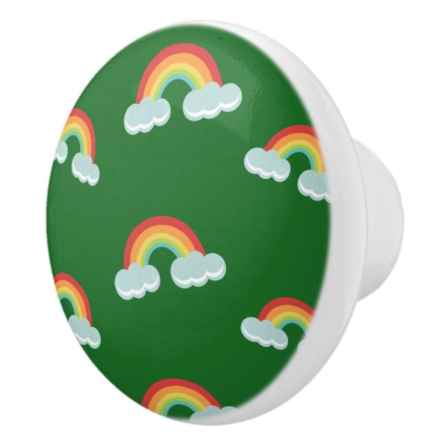 Cute Rainbow with Clouds Pattern Keramikknauf (Rechts)