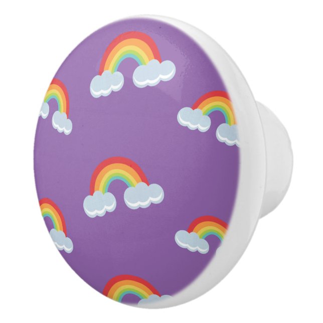 Cute Rainbow with Clouds Pattern Keramikknauf (Rechts)