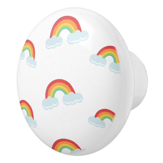 Cute Rainbow with Clouds Pattern Keramikknauf (Rechts)