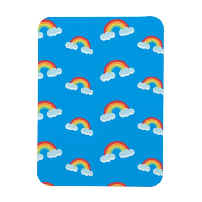 Cute Rainbow with Clouds Pattern Magnet (Vertikal)