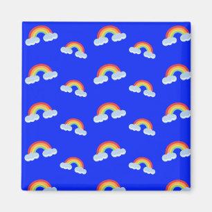 Cute Rainbow with Clouds Pattern Magnet