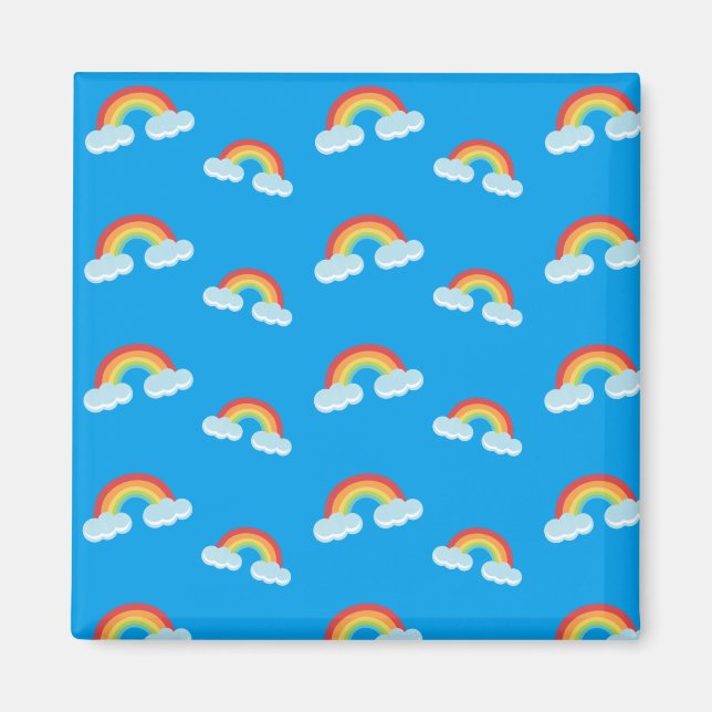 Cute Rainbow with Clouds Pattern Magnet (Vorne)