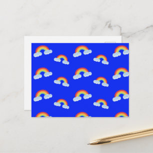 Cute Rainbow with Clouds Pattern Postkarte