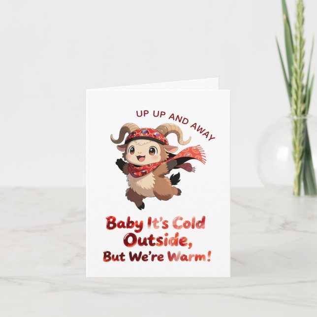 Cute Ram Winter Baby Shower Card Einladung (Vorderseite)