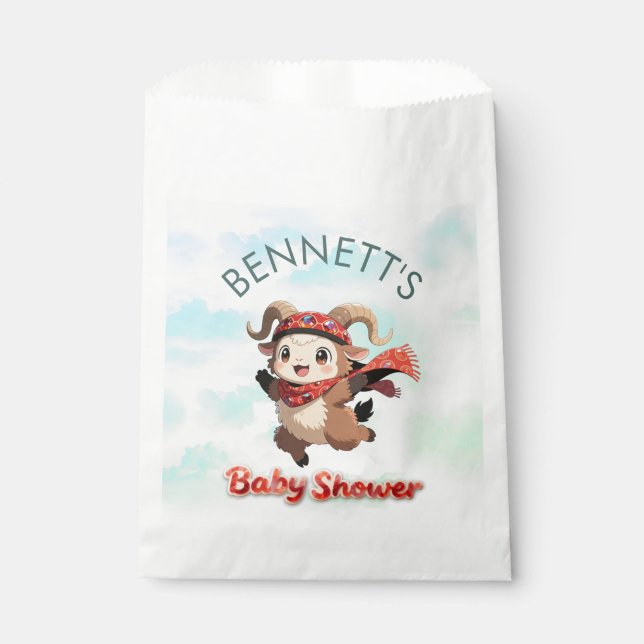 Cute Ram Winter Baby Shower Favor Bag Geschenktütchen (Vorderseite)