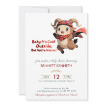 Cute Ram Winter Baby Shower Invitation