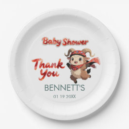Cute Ram Winter Baby Shower Paper Plate Pappteller