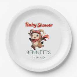 Cute Ram Winter Baby Shower Paper Plate Pappteller