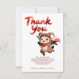 Cute Ram Winter Baby Shower Thank You Dankeskarte