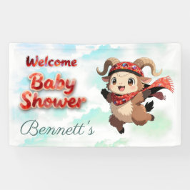 Cute Ram Winter Baby Shower Welcome  Banner