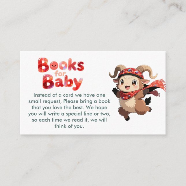 Cute Ram Winter Books for Baby Card Begleitkarte (Vorderseite)