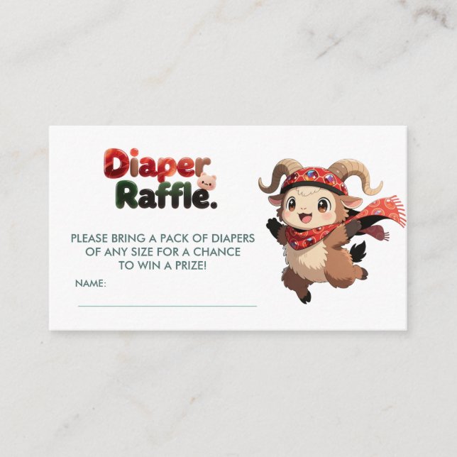Cute Ram Winter Diaper Raffle Card Begleitkarte (Vorderseite)