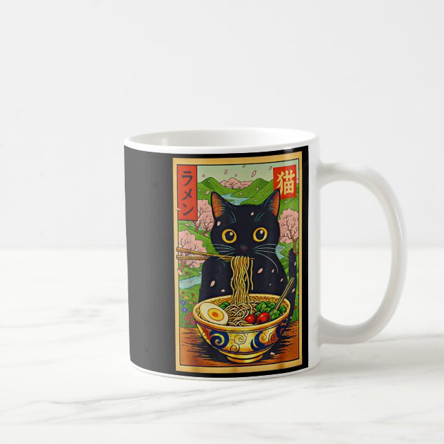 Cute Ramen Cat Nature Flowers Noodle Anime  Kaffeetasse (Rechts)