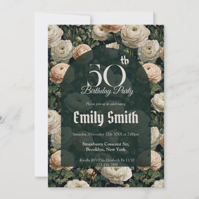 Cute Ranunculus Themed Summer Party Einladung (Vorderseite)