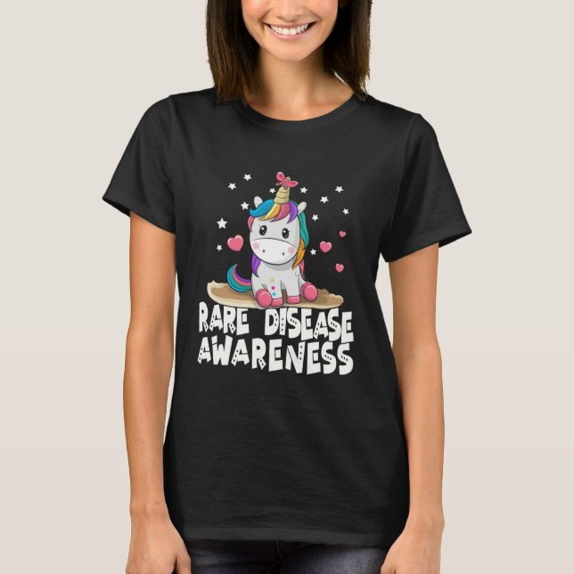 Cute Rare Disease Awareness Unicorn T-Shirt (Vorderseite)