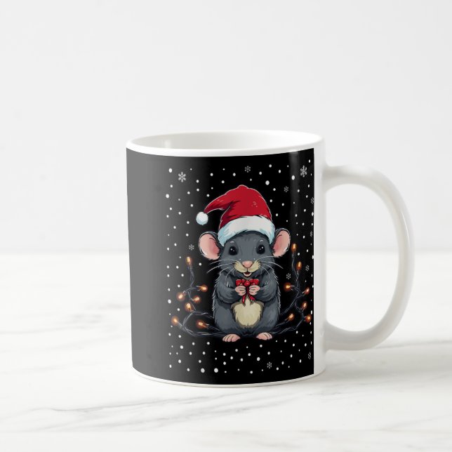 Cute Rat Christmas Lights Mouse Santa Hat Xmas Paj Kaffeetasse (Rechts)
