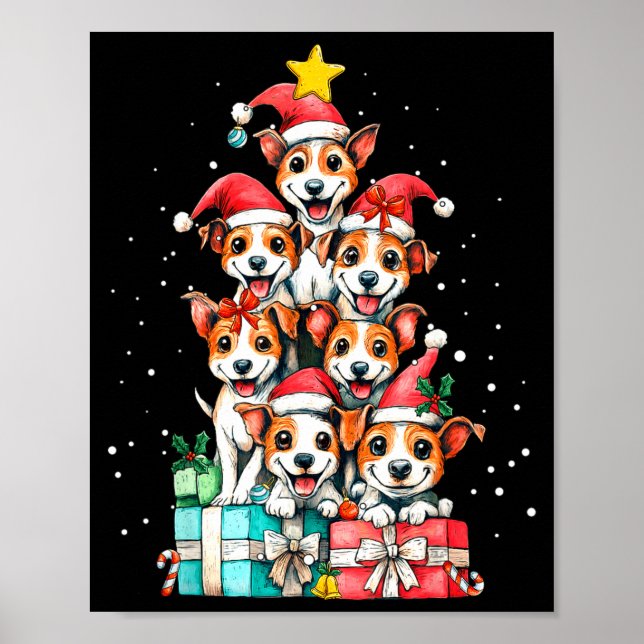 Cute Rat Terrier Le Dog Christmas Tree Xmas  Poster (Vorne)
