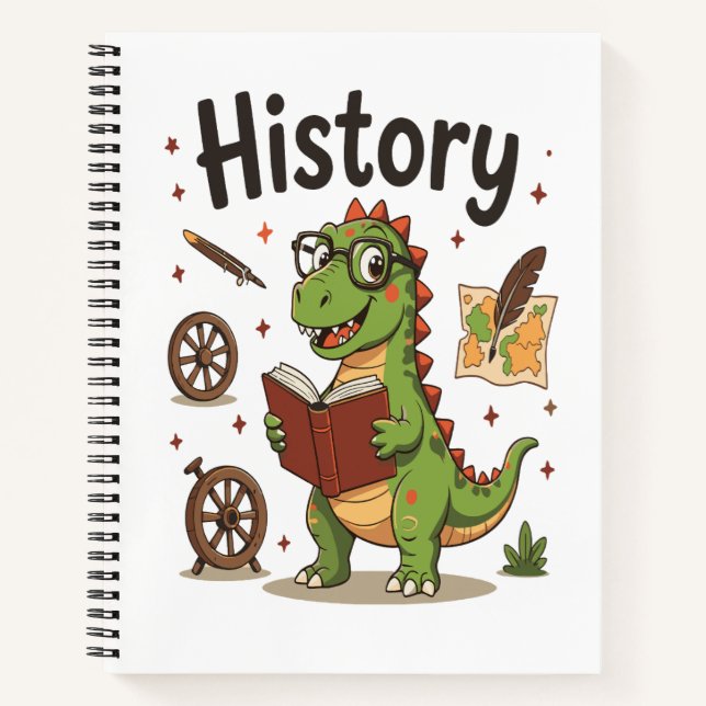 Cute Reading Dinosaur History Buff Notebook  Notizbuch (Vorderseite)
