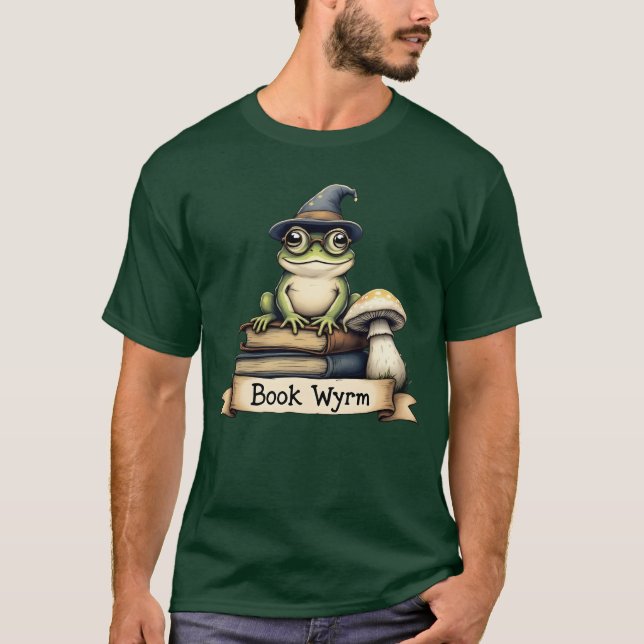 Cute Reading Frog Fantasy Design T-Shirt (Vorderseite)