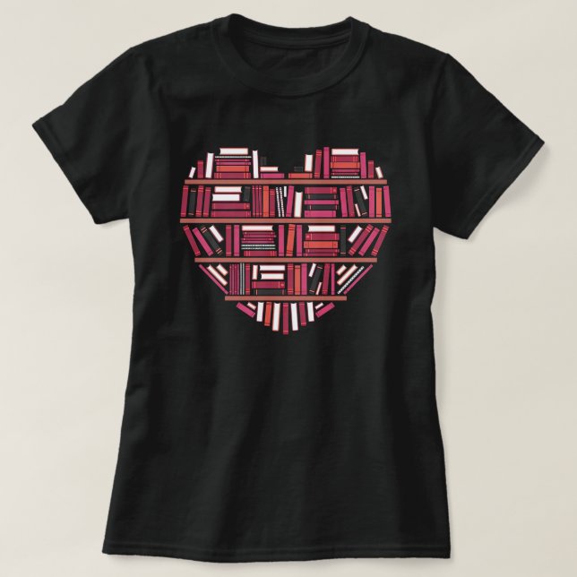 Cute Reading Library Books Lover Heart Librarian G T-Shirt (Design vorne)
