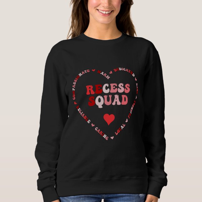 Cute Recess Squad Valentines Day Heart Sweatshirt (Vorderseite)
