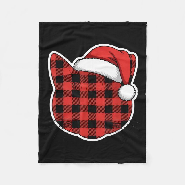 Cute Red And Black Buffalo Plaid Cat Christmas San Fleecedecke (Vorderseite)