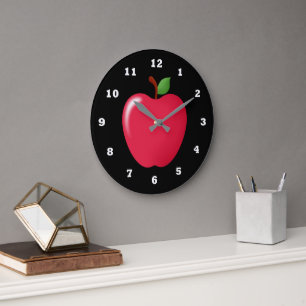 Cute Red apple fruit home kitchen decor clock Große Wanduhr