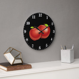 Cute red apple lovers kitchen decor große wanduhr