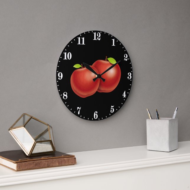 Cute red apple lovers kitchen decor große wanduhr (Büro)
