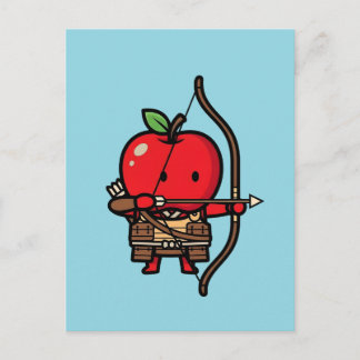 Cute Red Apple Samurai Archer Yumi Bow Postkarte