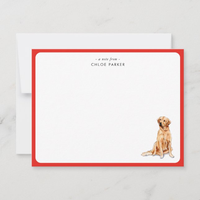 Cute Red Border Golden Retrie Christmas Thank you  Dankeskarte (Vorderseite)