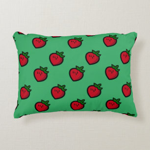 Cute Red Cartoon Strawberries for Vegetarians Dekokissen