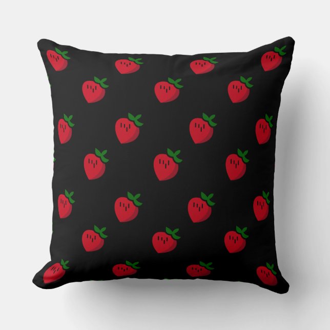 Cute Red Cartoon Strawberries for Vegetarians Kissen (Vorderseite)