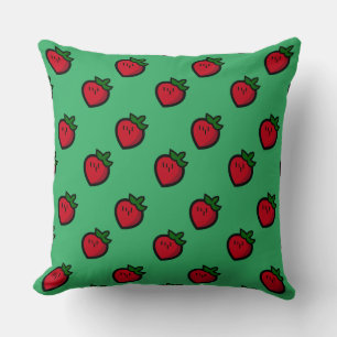 Cute Red Cartoon Strawberries for Vegetarians Kissen