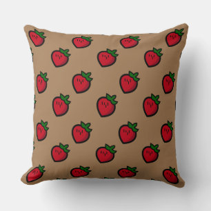 Cute Red Cartoon Strawberries for Vegetarians Kissen