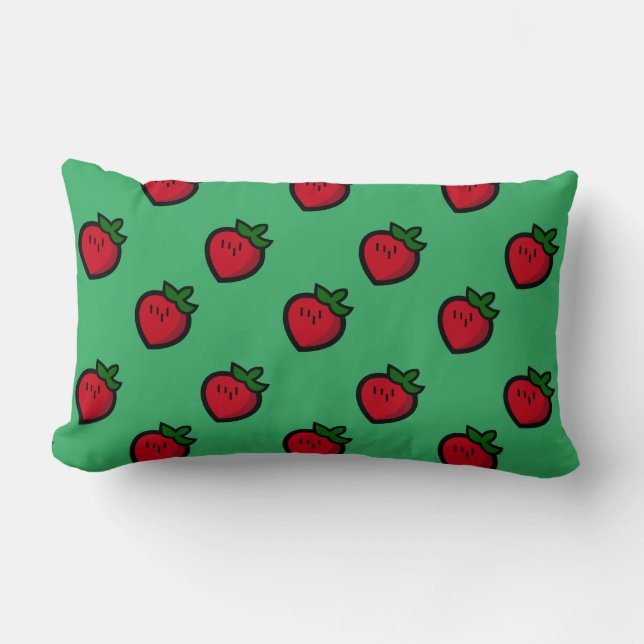 Cute Red Cartoon Strawberries for Vegetarians Lendenkissen (Vorderseite)