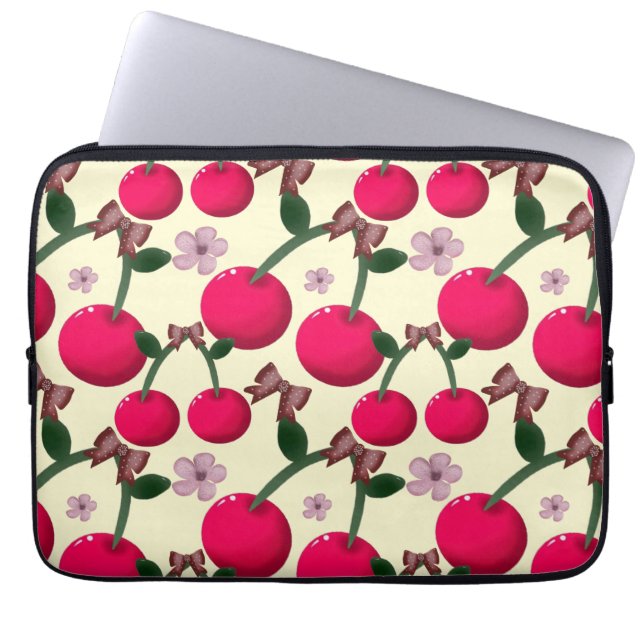 Cute red cherry pattern  laptopschutzhülle (Vorderseite)