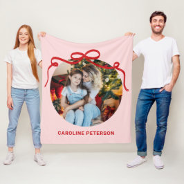 Cute Red Coquette Bow Ribbon Custom Photo Gift Fleecedecke