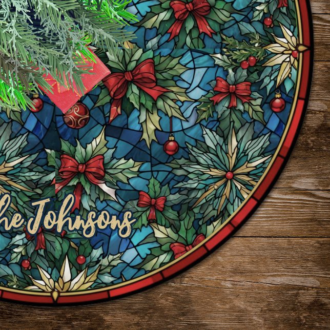 Cute red coquette bows stained glass custom polyester weihnachtsbaumdecke (Von Creator hochgeladen)