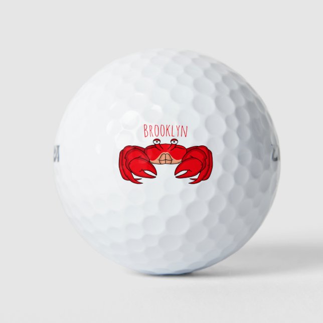 Cute red crab cartoon illustration golfball (Vorderseite)