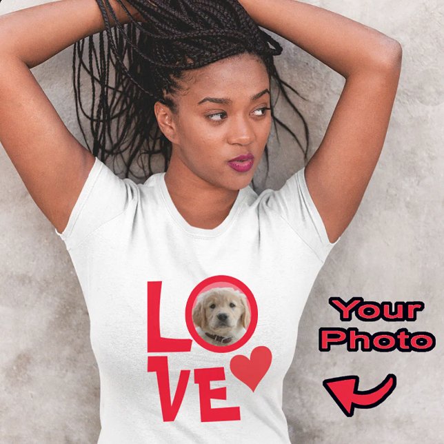  Cute Red Dog Mom Puppy Love Personalized Photo T-Shirt (Von Creator hochgeladen)