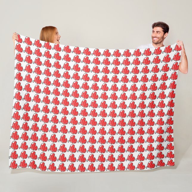 Cute Red Drawn Hearts Pattern Fleecedecke (Beispiel)
