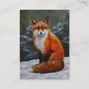 Cute Red Fox in Winter Snow Visitenkarte