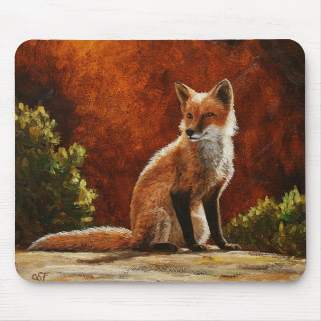 Cute Red Fox Sitting In the Sun Mousepad (Vorne)