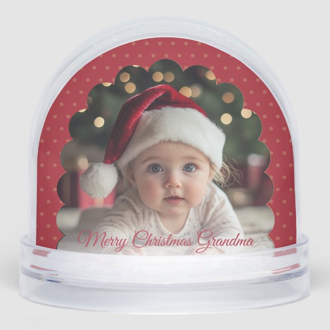 Cute Red Frame Child Photo Snow Globe Schneekugeln (Vorderseite)