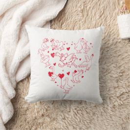 Cute Red Goose Heart Valentine Kissen