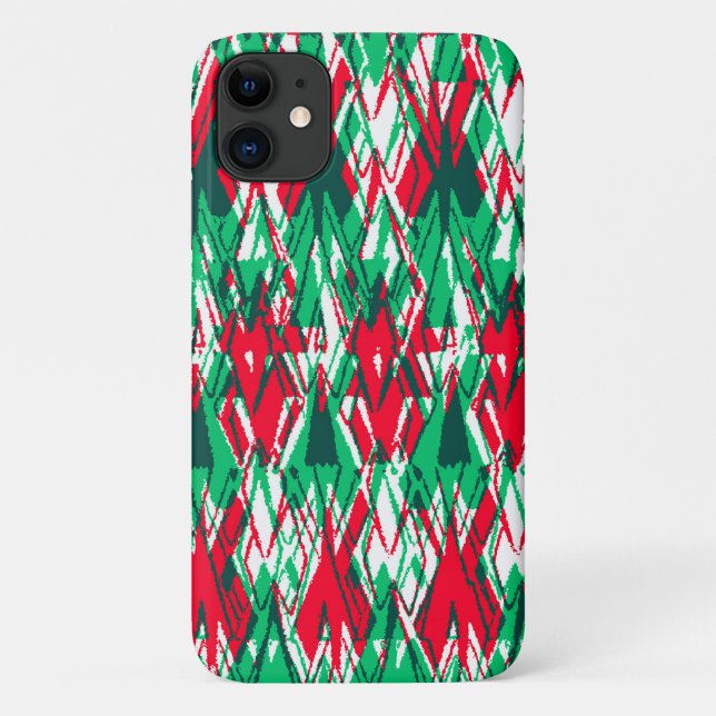 Cute red green abstract aztec pattern Case-Mate iPhone hülle (Rückseite)