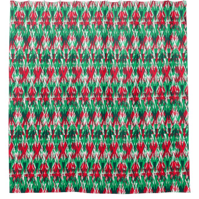 Cute red green abstract aztec pattern duschvorhang (Vorderseite)